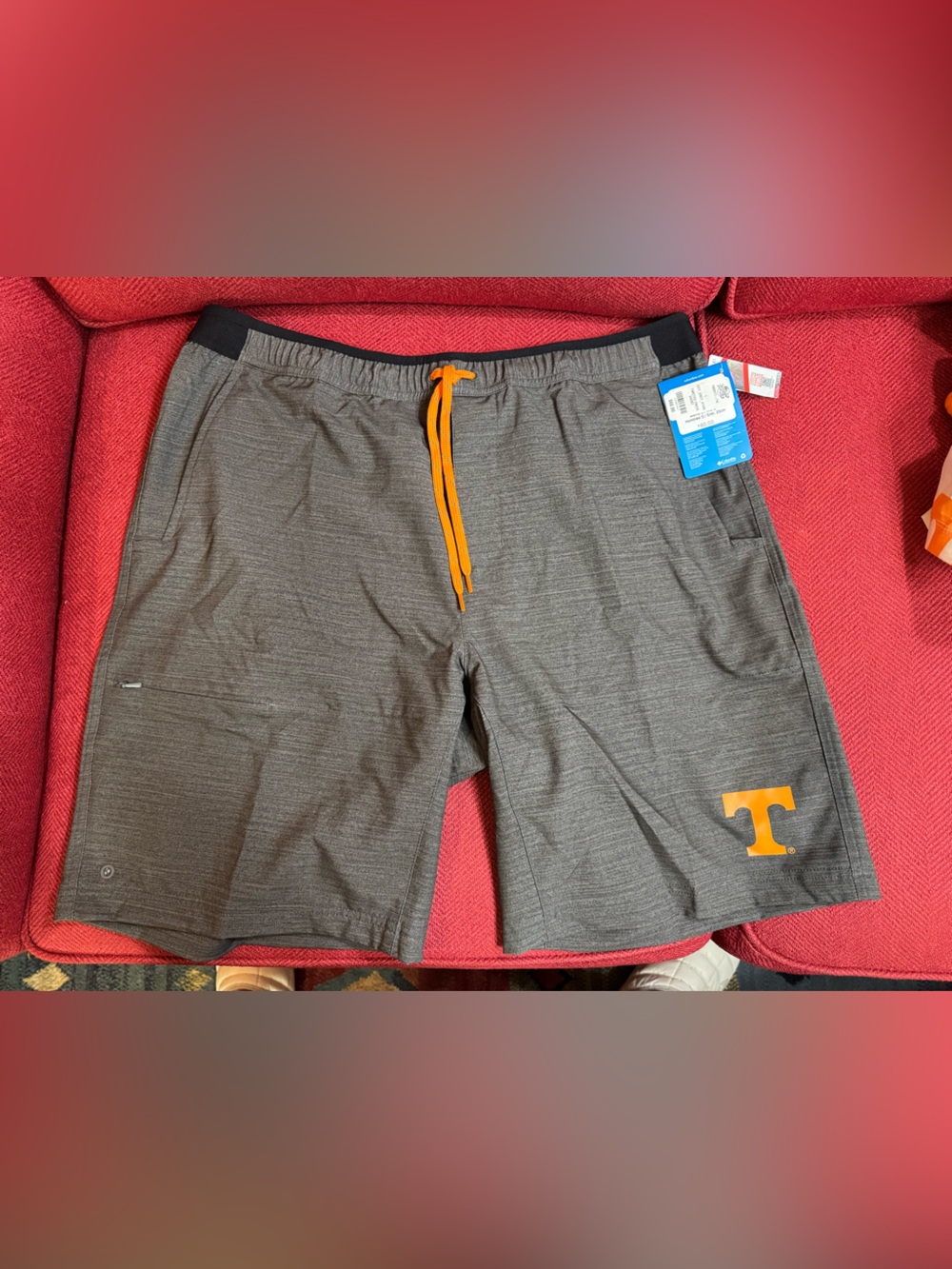 Columbia Gray Hybrid Shorts with Orange Drawstring